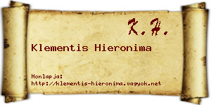 Klementis Hieronima névjegykártya
